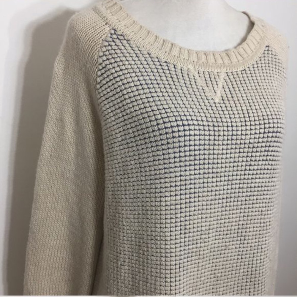 Market & Spruce Liz Beige Blue Textured sweater